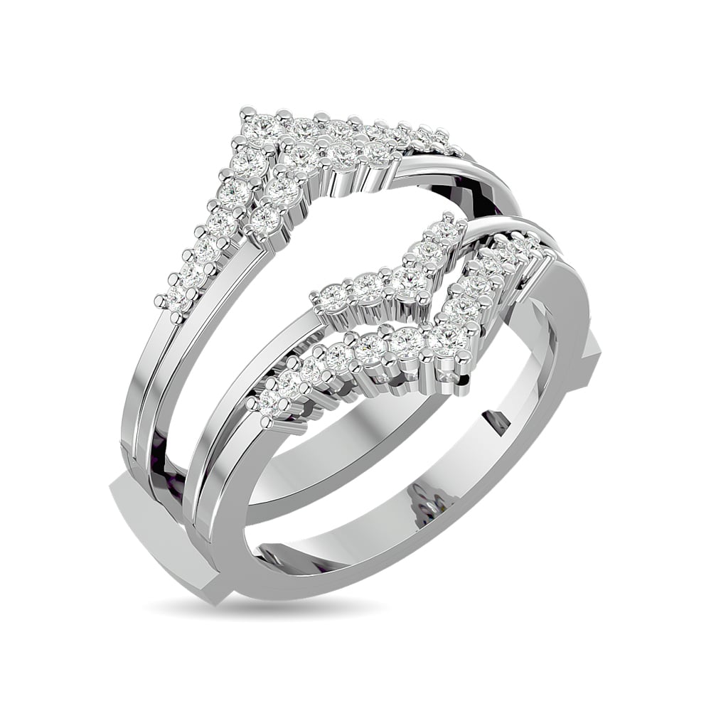 Diamond 1/3 Ct.tw Round Cut Guard Ring  in 10K White Gold
