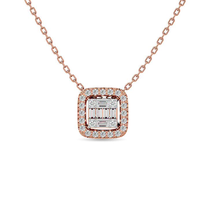 Diamond 1/4 Ct.Tw. Round and Baguette Fashion Pendant in 14K Rose Gold