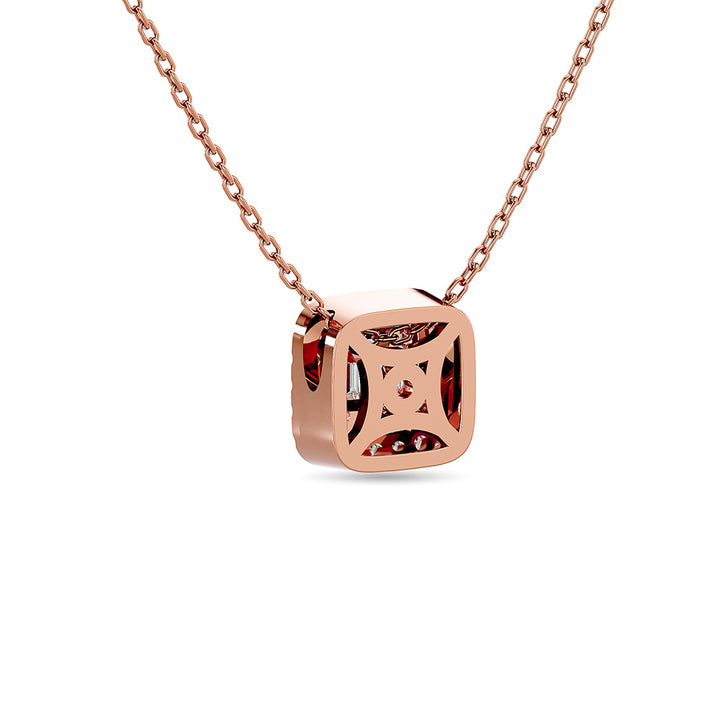 Diamond 1/4 Ct.Tw. Round and Baguette Fashion Pendant in 14K Rose Gold