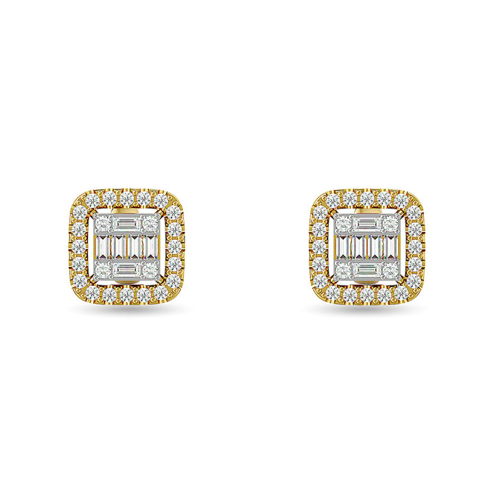 Diamond 1/3 Ct.Tw. Round and Baguette Fashion Earrings in 14K Yellow Gold