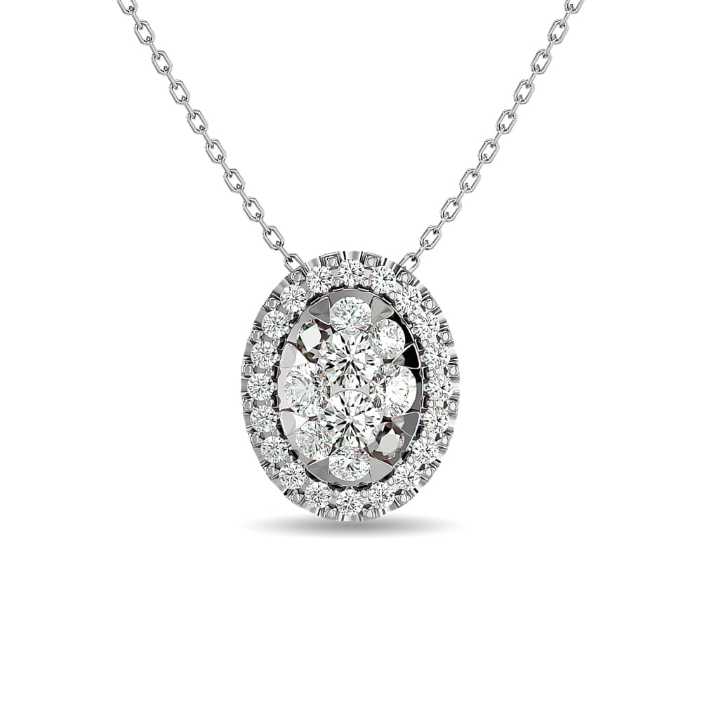 Diamond 1/2 Ct.tw Oval Shape Cluster Pendant  in 14K White Gold