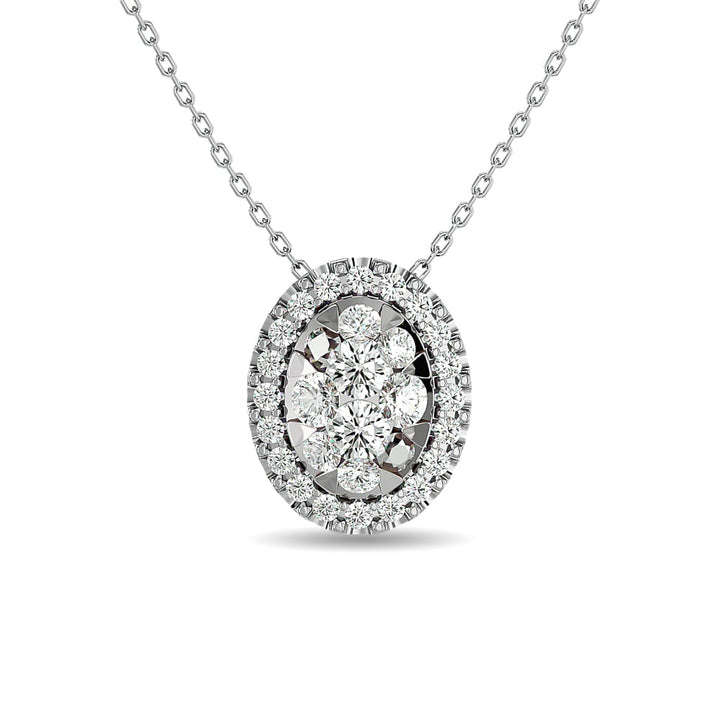 Diamond 1/2 Ct.tw Oval Shape Cluster Pendant  in 14K White Gold