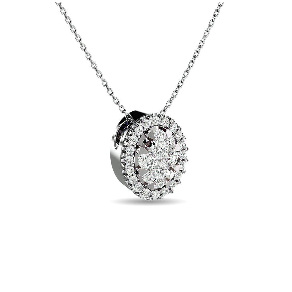 Diamond 1/2 Ct.tw Oval Shape Cluster Pendant  in 14K White Gold