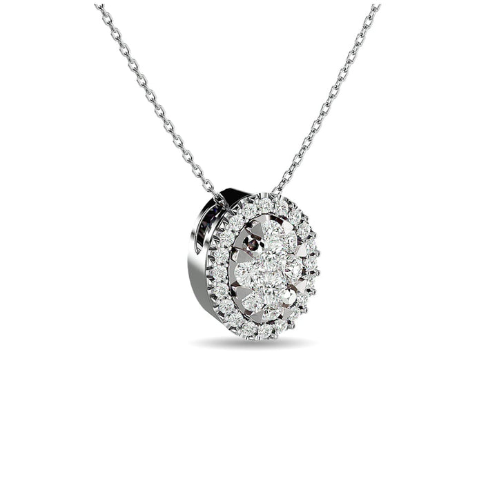 Diamond 1/2 Ct.tw Oval Shape Cluster Pendant  in 14K White Gold