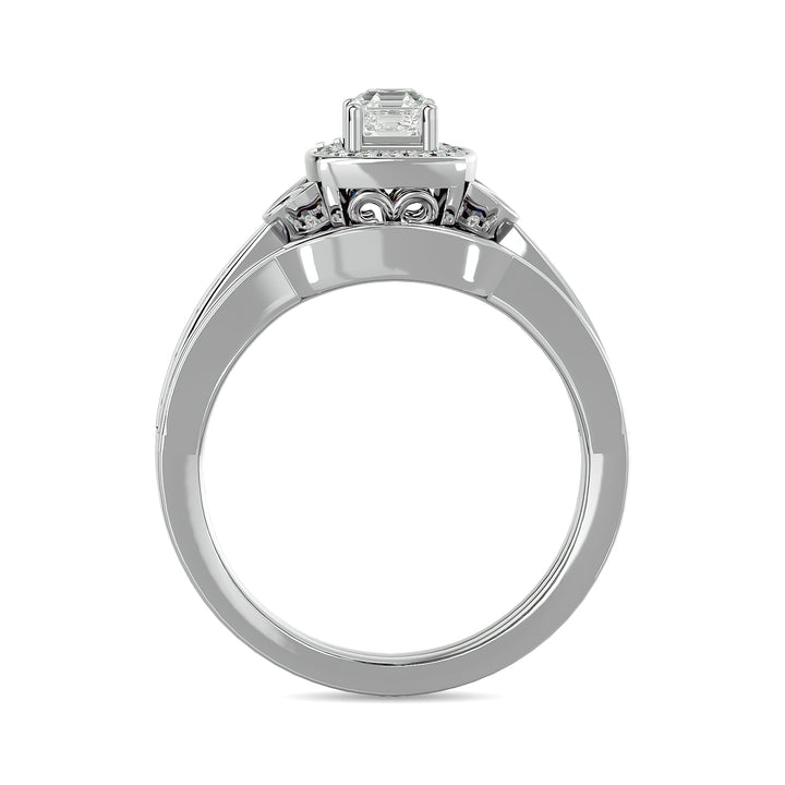 Diamond 1/2 Ct.Tw. Round and Princess Bridal Ring in 14K White Gold