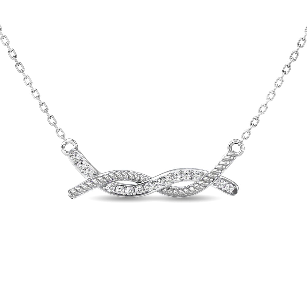 Diamond Round Cut  Fashion Necklace 1/6 Ct.tw in 10K White Gold