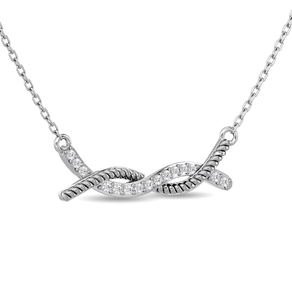 Diamond Round Cut  Fashion Necklace 1/6 Ct.tw in 10K White Gold