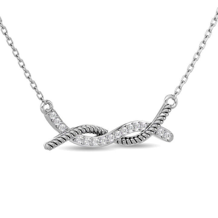 Diamond Round Cut  Fashion Necklace 1/6 Ct.tw in 10K White Gold