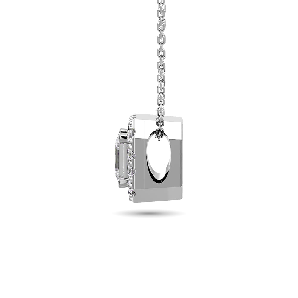 Diamond Emerald Cut Single Halo Pendant 1/4 Ct.tw in 14K White Gold