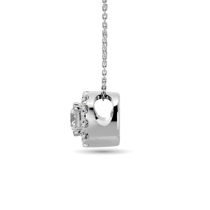 Diamond Round Cut Single Halo Pendant 1/4 Ct.tw in 14K White Gold
