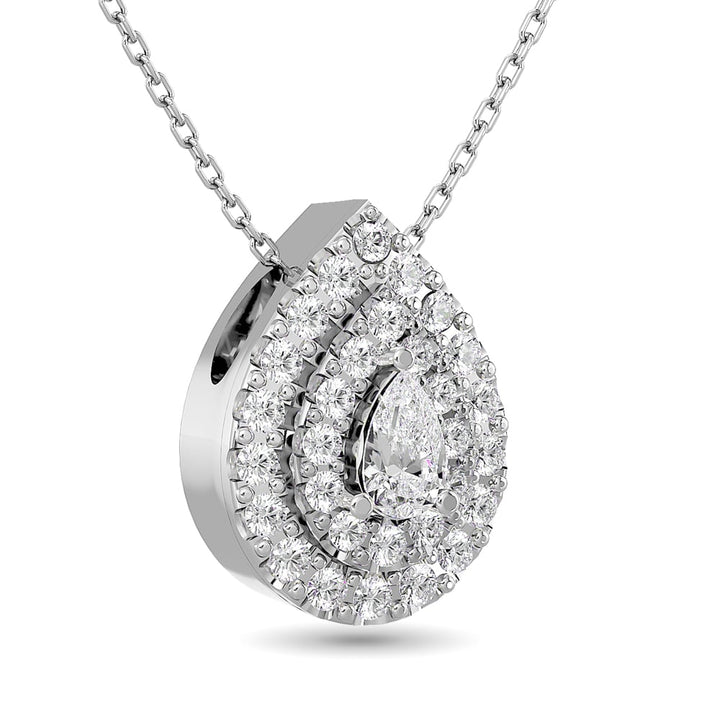 Diamond Pear Cut Double Halo Pendant 3/8 Ct.tw in 14K White Gold