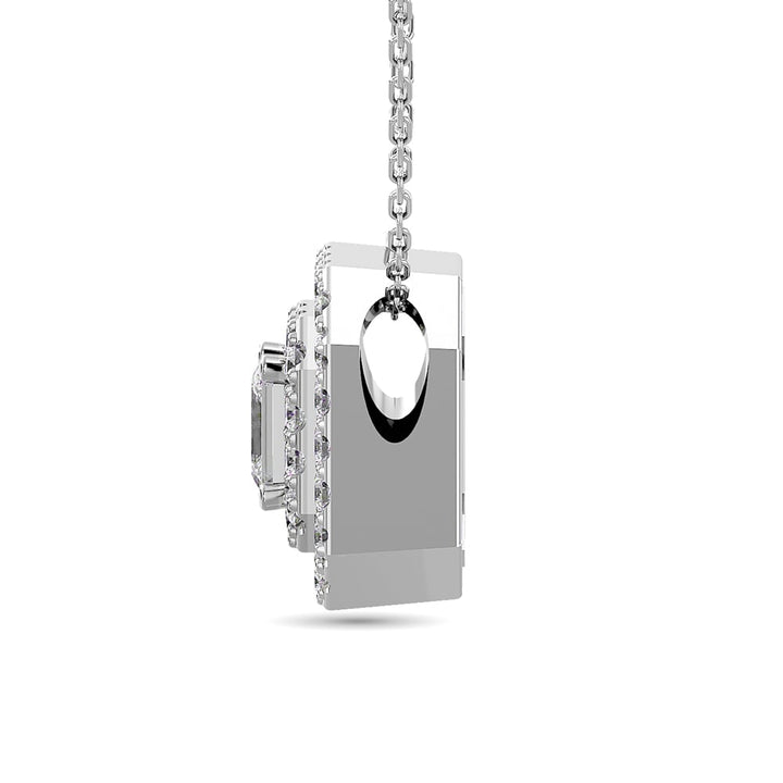 Diamond Emerald Cut Double Halo Pendant 3/8 Ct.tw in 14K White Gold