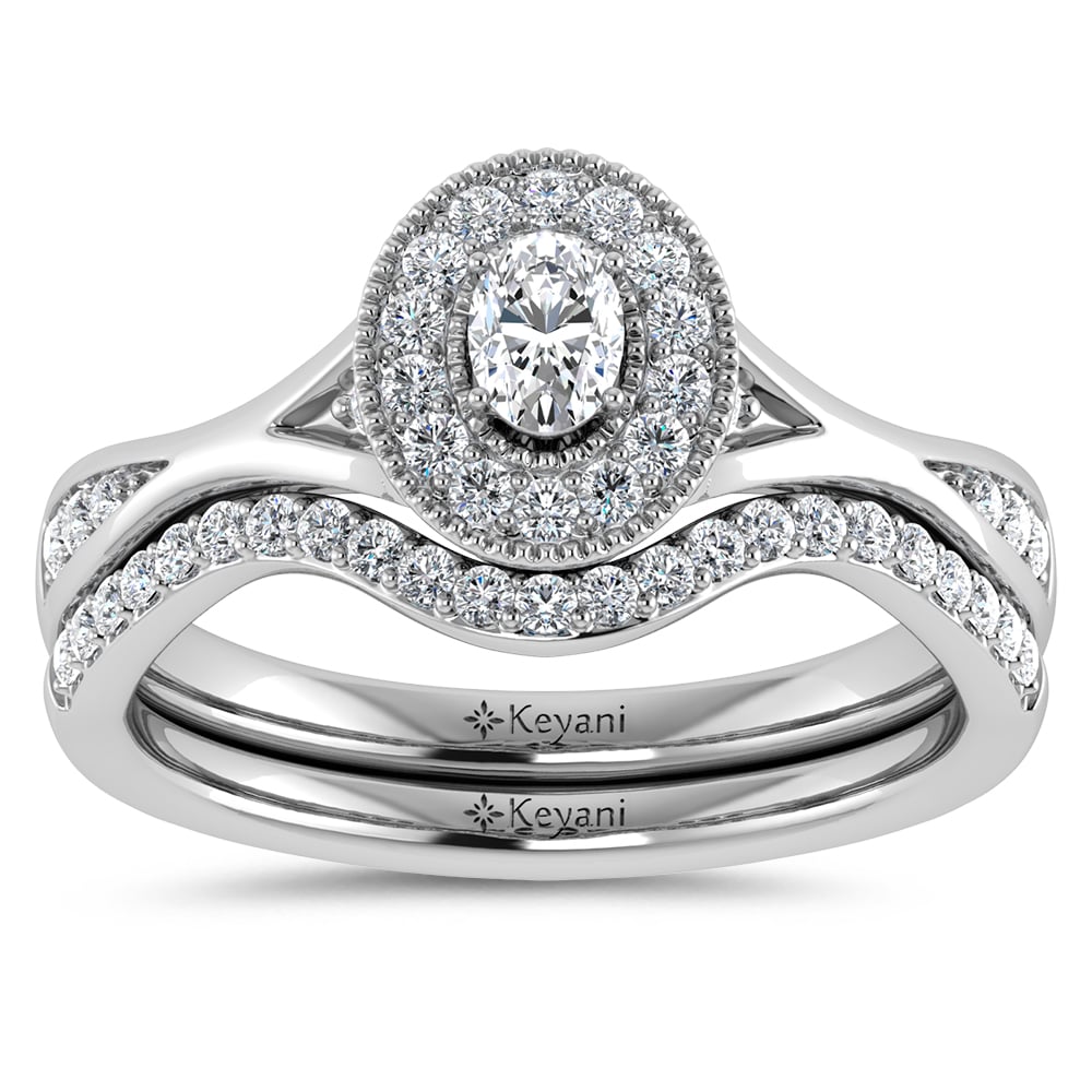 Diamond 1/2 Ct.Tw. Oval Cut Bridal Ring in 14K White Gold