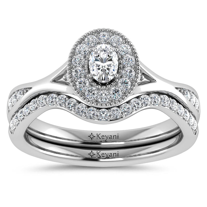 Diamond 1/2 Ct.Tw. Oval Cut Bridal Ring in 14K White Gold
