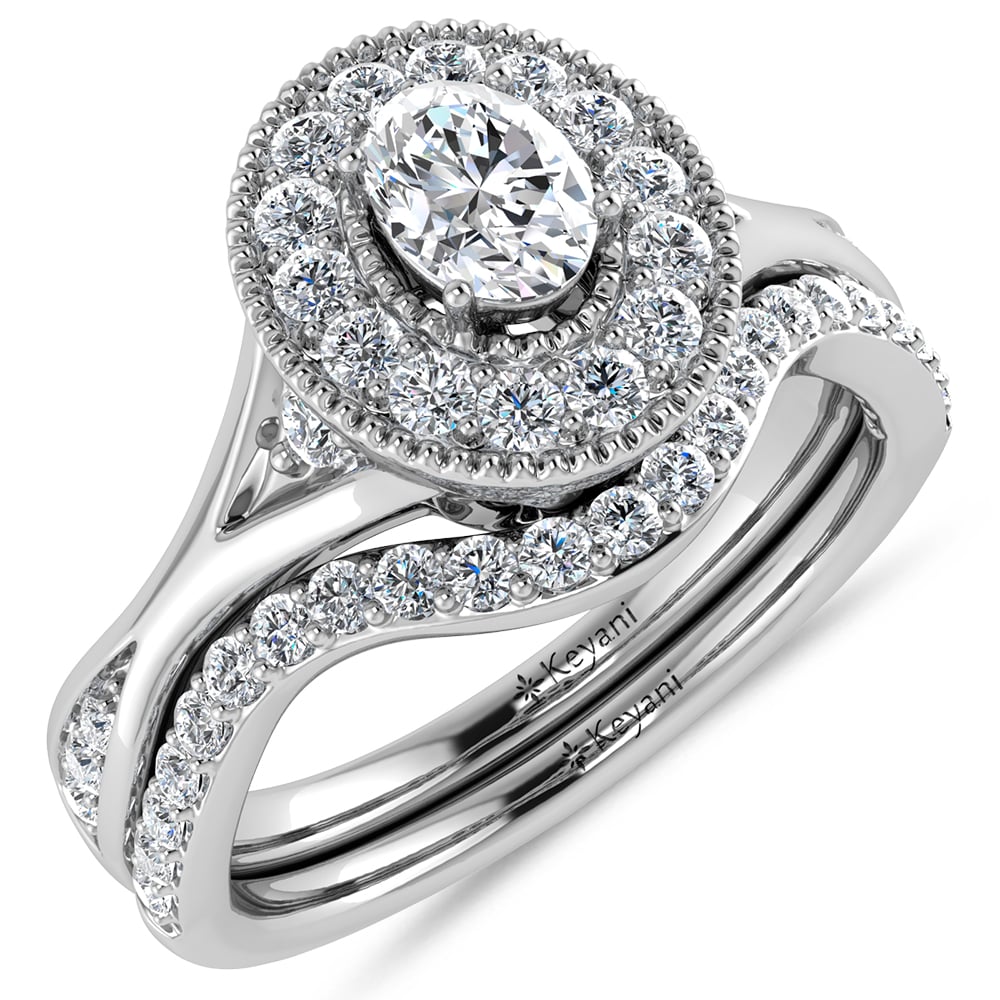 Diamond 1/2 Ct.Tw. Oval Cut Bridal Ring in 14K White Gold