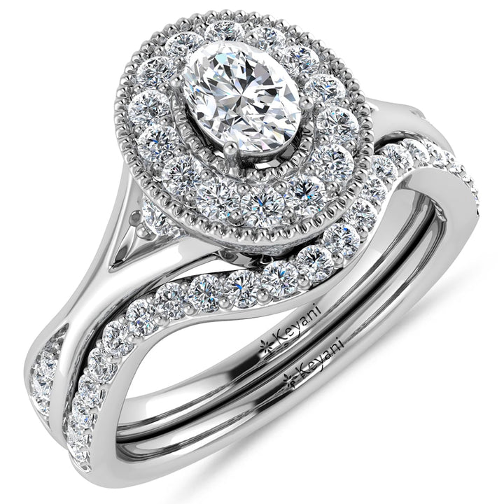 Diamond 1/2 Ct.Tw. Oval Cut Bridal Ring in 14K White Gold