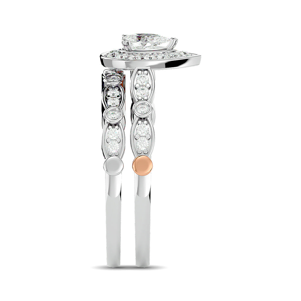 Diamond 5/8 Ct.Tw. Pear Cut Bridal Ring in 14K Two Tone