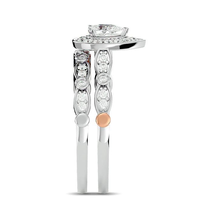 Diamond 5/8 Ct.Tw. Pear Cut Bridal Ring in 14K Two Tone