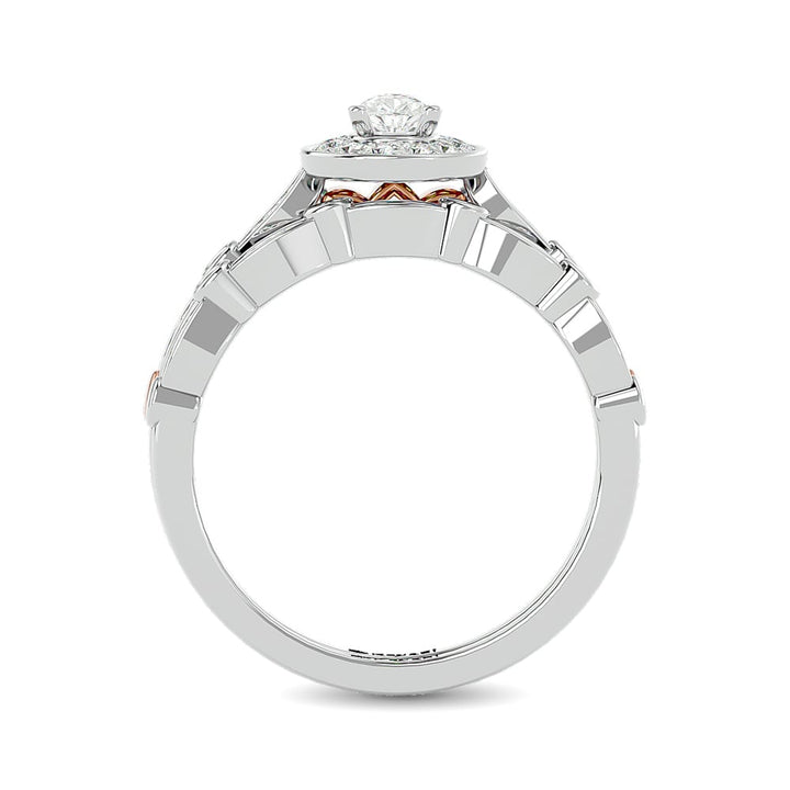Diamond 5/8 Ct.Tw. Pear Cut Bridal Ring in 14K Two Tone