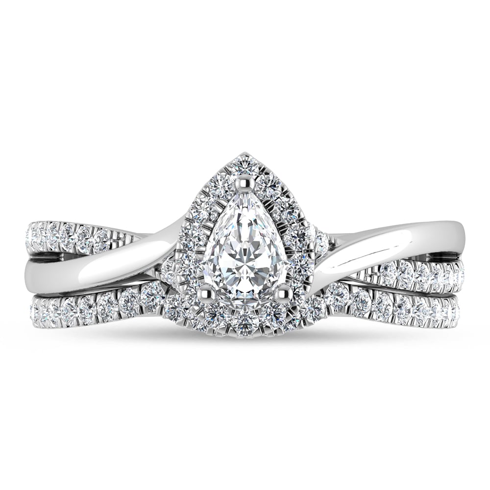 Diamond 5/8 Ct.Tw. Pear Cut Bridal Ring in 14K White Gold