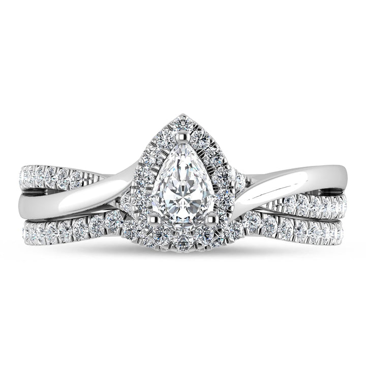 Diamond 5/8 Ct.Tw. Pear Cut Bridal Ring in 14K White Gold