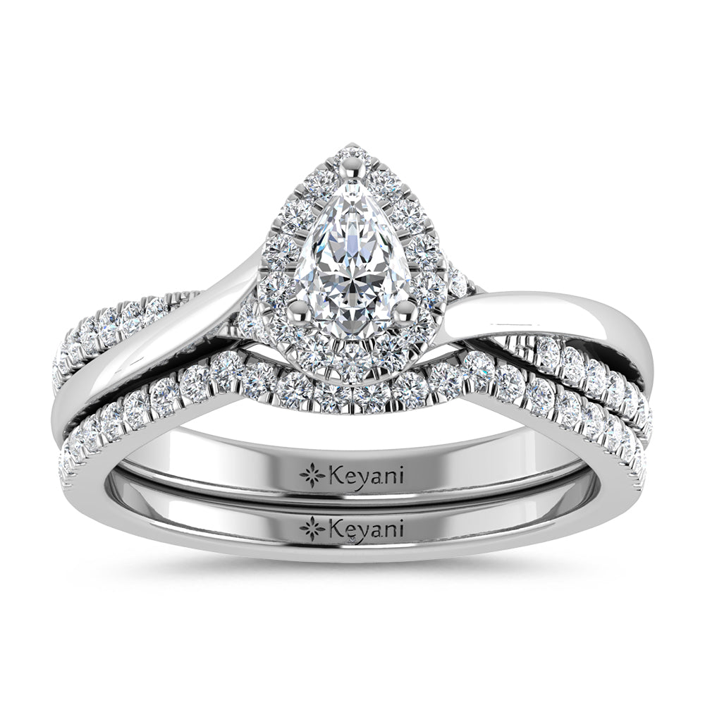 Diamond 5/8 Ct.Tw. Pear Cut Bridal Ring in 14K White Gold