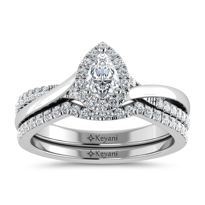 Diamond 5/8 Ct.Tw. Pear Cut Bridal Ring in 14K White Gold