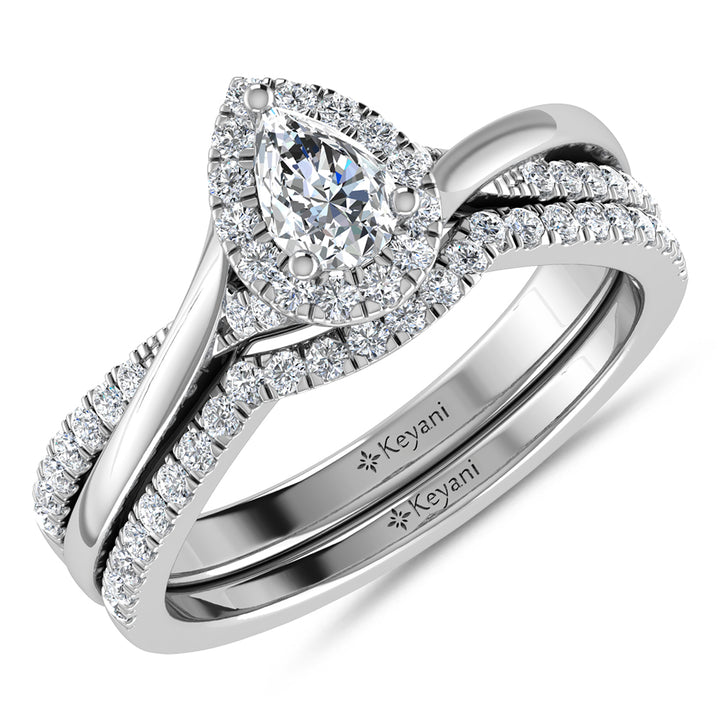 Diamond 5/8 Ct.Tw. Pear Cut Bridal Ring in 14K White Gold