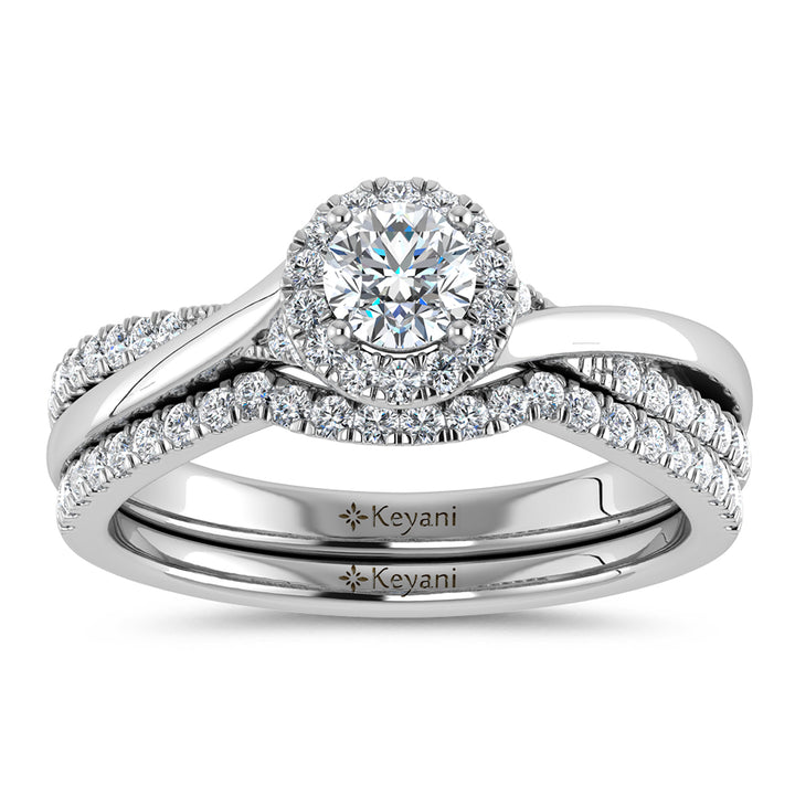 Diamond 5/8 Ct.Tw. Round Cut Bridal Ring in 14K White Gold