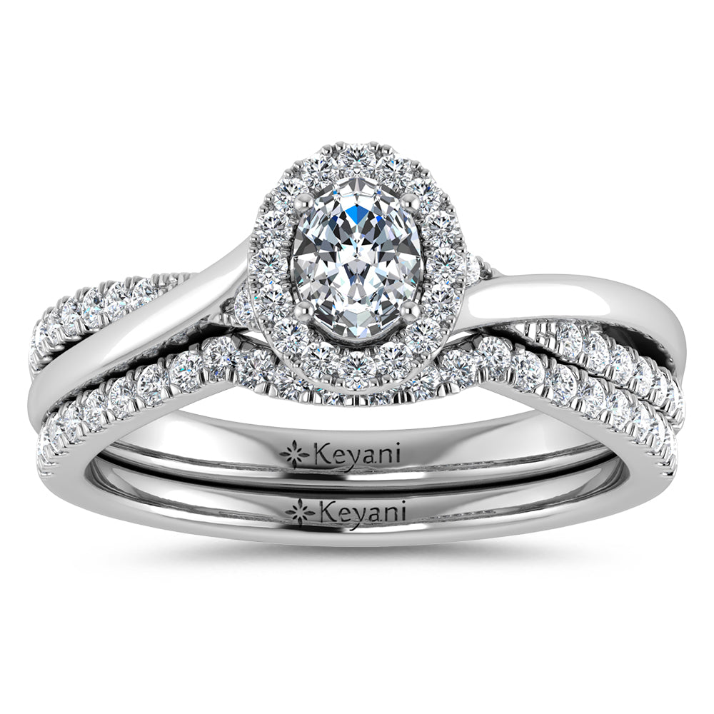 Diamond 5/8 Ct.Tw. Oval Cut Bridal Ring in 14K White Gold