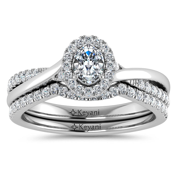 Diamond 5/8 Ct.Tw. Oval Cut Bridal Ring in 14K White Gold