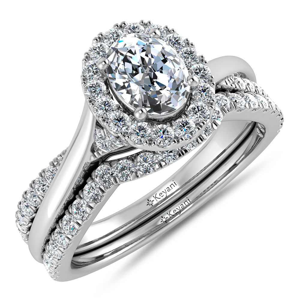 Diamond 5/8 Ct.Tw. Oval Cut Bridal Ring in 14K White Gold