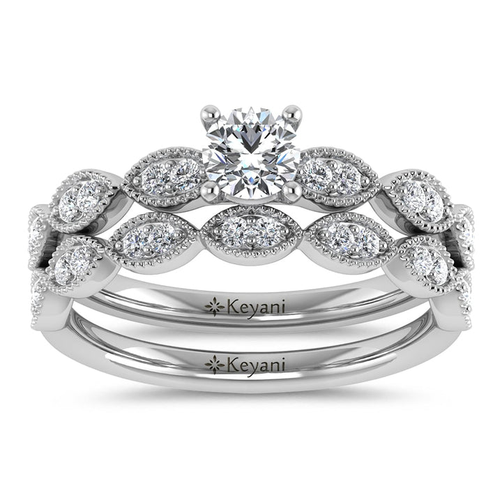 Diamond 1/2 Ct.Tw. Round Cut Bridal Ring in 14K White Gold