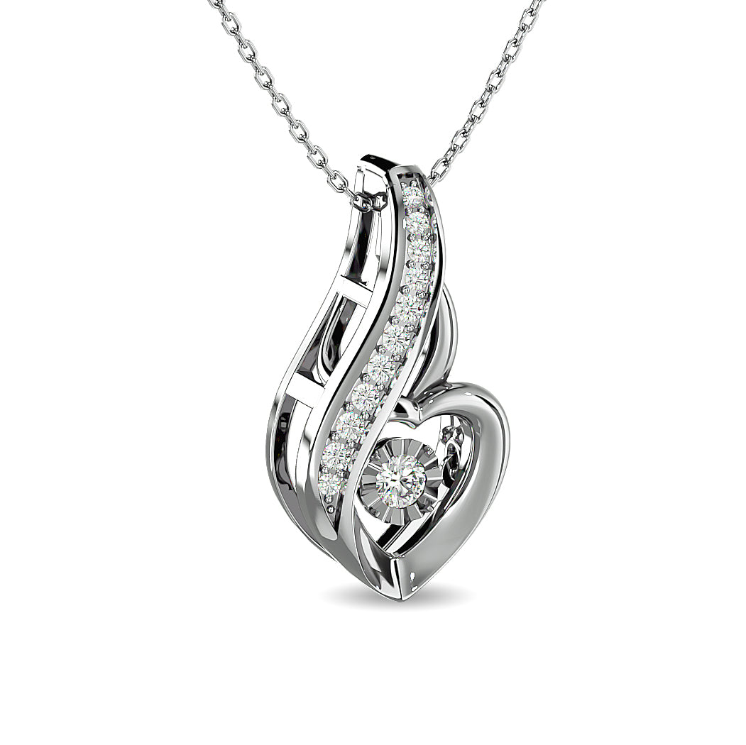 Diamond 1/8 Ct.tw Heart Pendant  in 10K White Gold