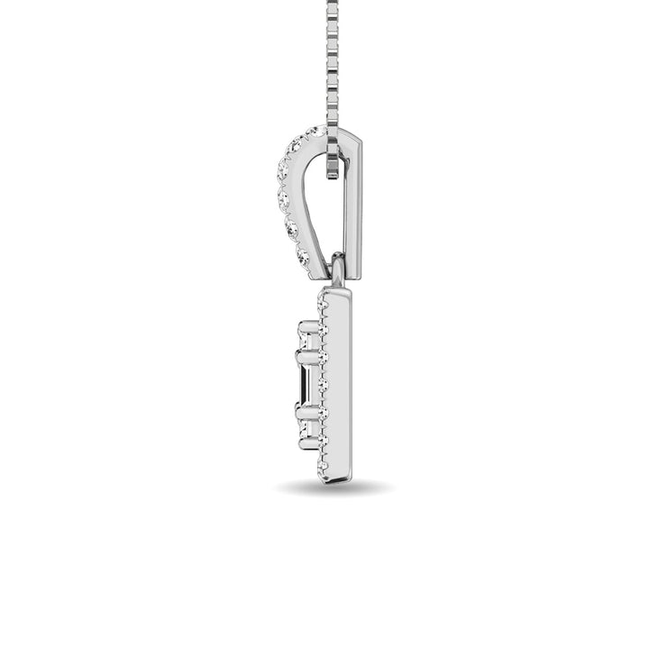 Diamond 1/3 Ct.Tw. Round and Baguette Fashion Pendant in 14K White Gold