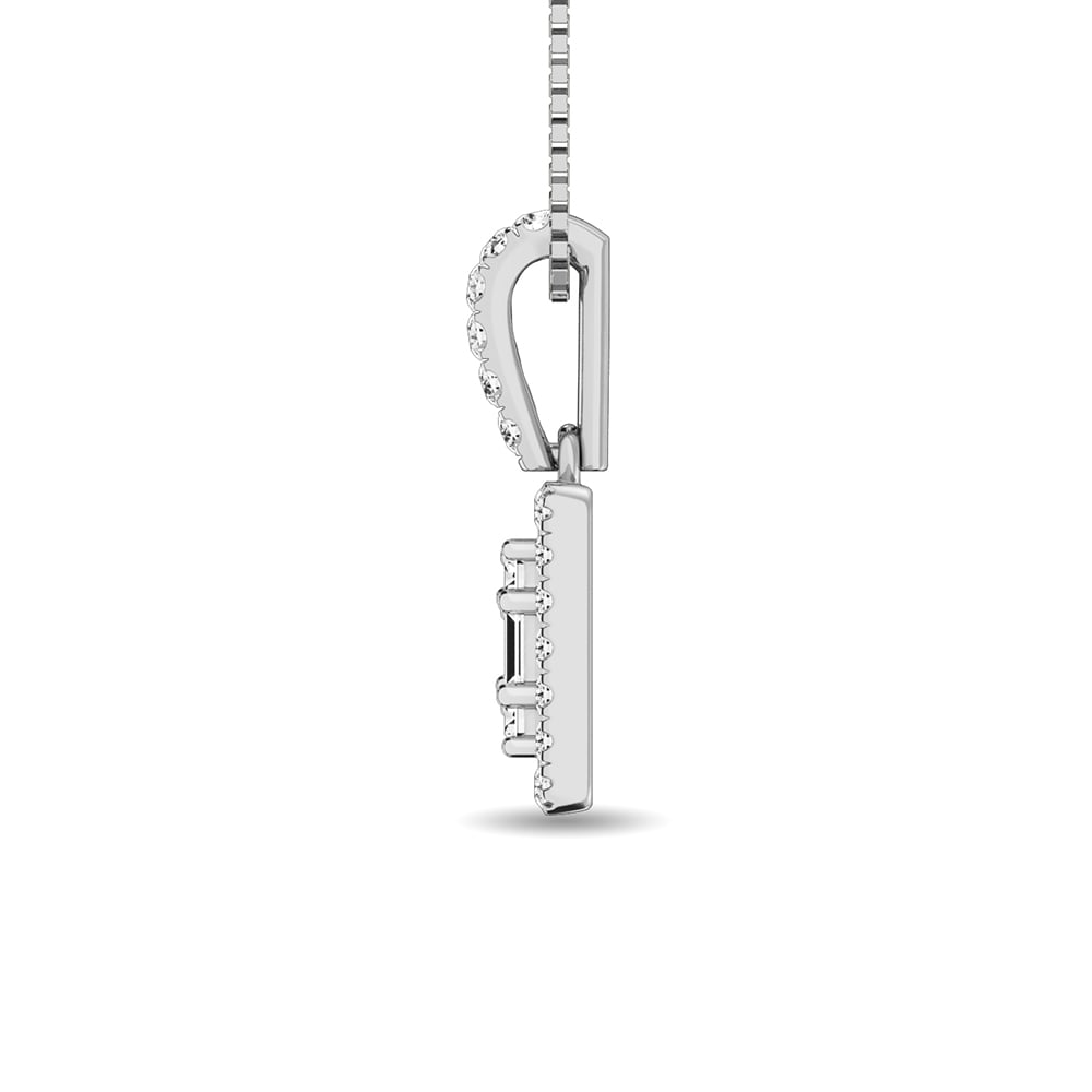 Diamond 1/3 Ct.Tw. Round and Baguette Fashion Pendant in 14K White Gold