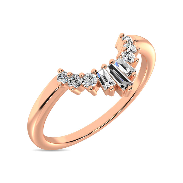 Diamond 1/6 Ct.tw Round and Baguette Fashion Ring  in 10K Rose Gold