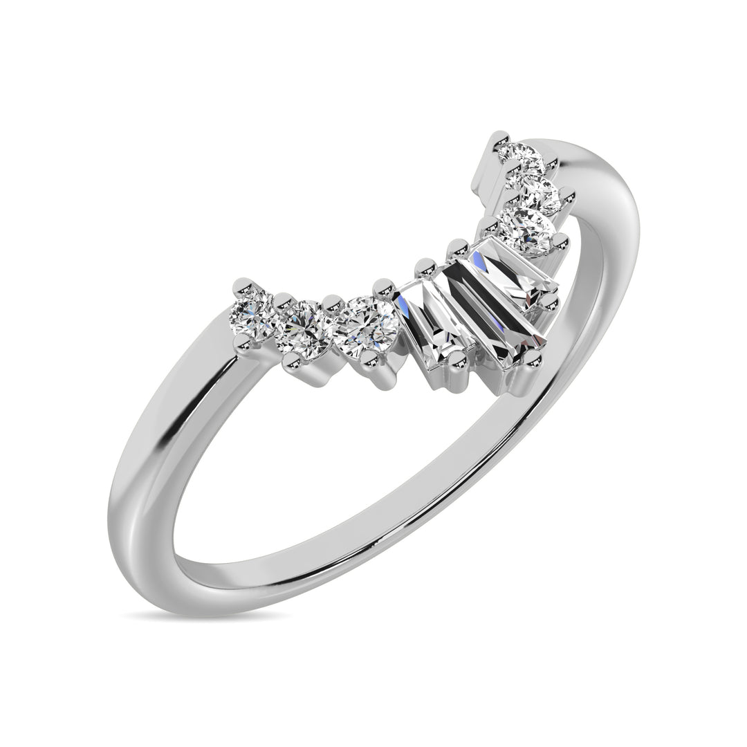 Diamond 1/6 Ct.tw Round and Baguette Fashion Ring  in 10K White Gold