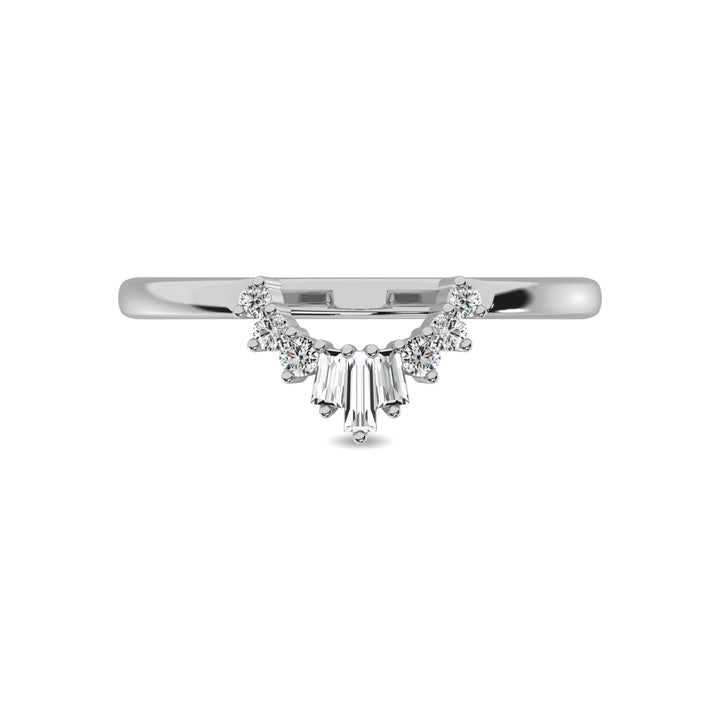 Diamond 1/6 Ct.tw Round and Baguette Fashion Ring  in 10K White Gold