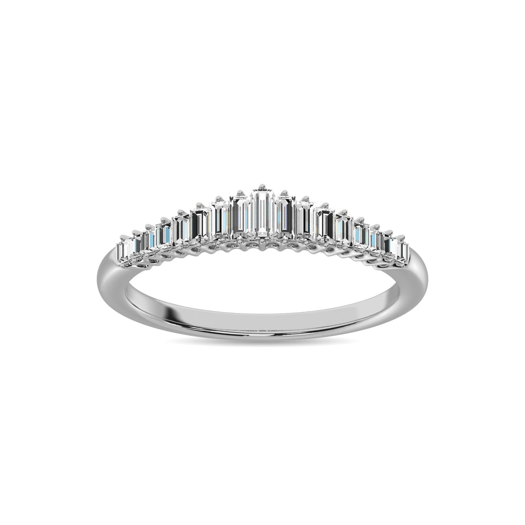 Diamond 1/5 Ct.tw Round and Baguette Anniversary Ring  in 10K White Gold