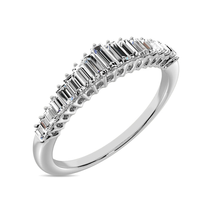 Diamond 1/5 Ct.tw Round and Baguette Anniversary Ring  in 10K White Gold
