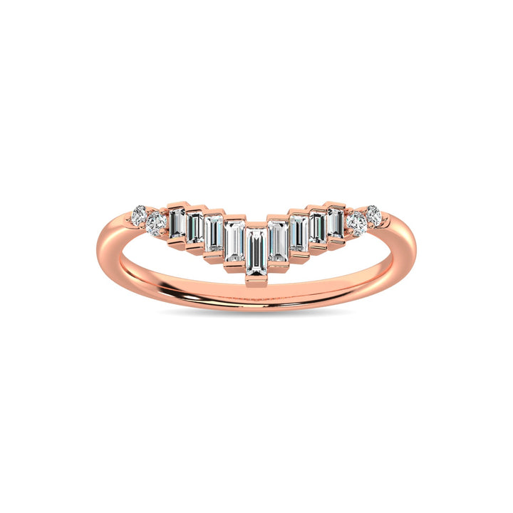 Diamond 1/5 Ct.tw Round and Baguette Chevron Band  in 10K Rose Gold