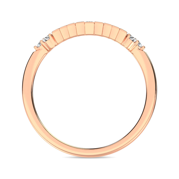 Diamond 1/5 Ct.tw Round and Baguette Chevron Band  in 10K Rose Gold