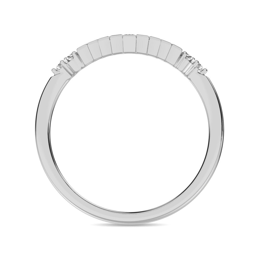 Diamond 1/5 Ct.tw Round and Baguette Chevron Band  in 10K White Gold