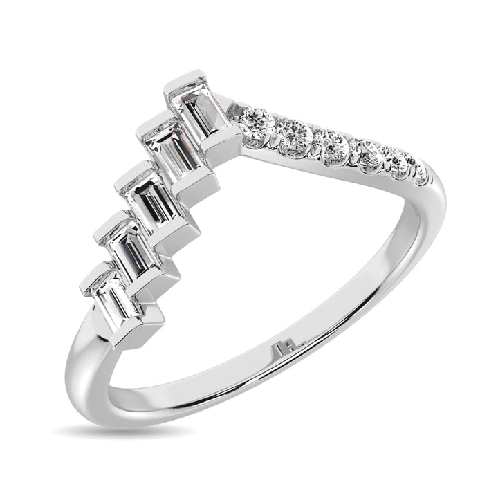 Diamond 1/4 Ct.tw Round and Baguette Band  in 10K White Gold