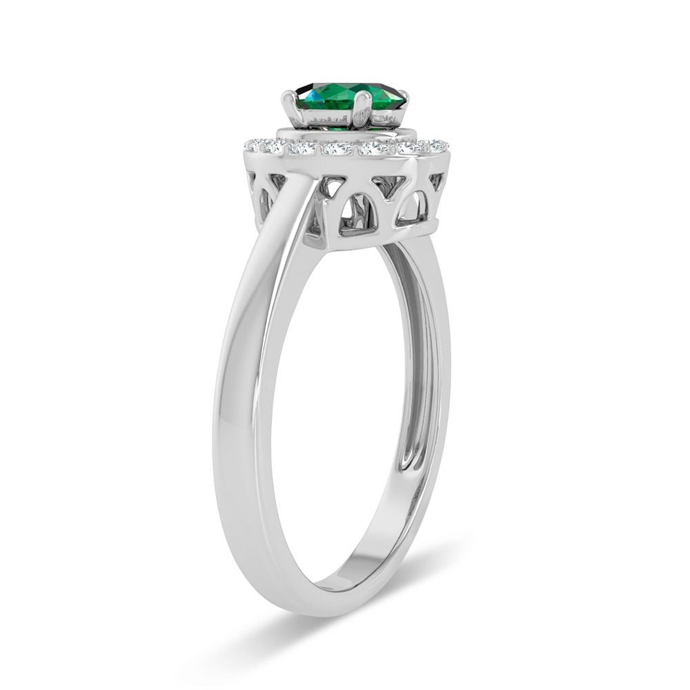 10K 0.15ct Diamond Emerald Ring