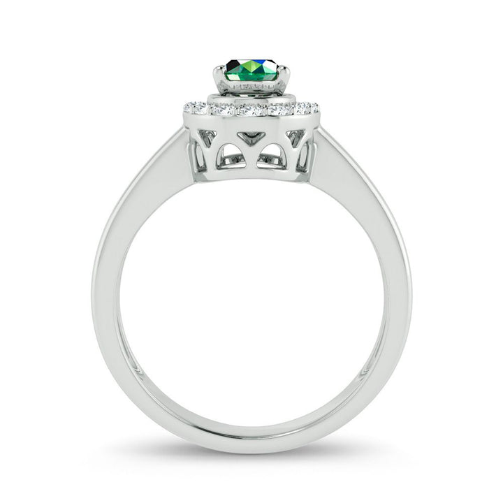 10K 0.15ct Diamond Emerald Ring