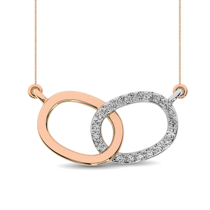 Diamond 1/20 Ct.tw Symatrical Oval Necklace  in 10K Rose and White Gold