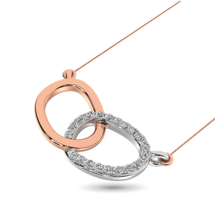 Diamond 1/20 Ct.tw Symatrical Oval Necklace  in 10K Rose and White Gold