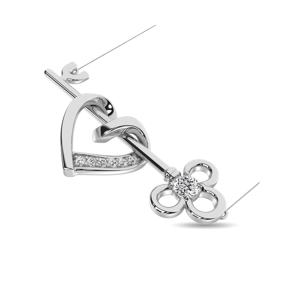 Diamond 1/20 Ct.tw Heart and Key Necklace in Sterling Silver